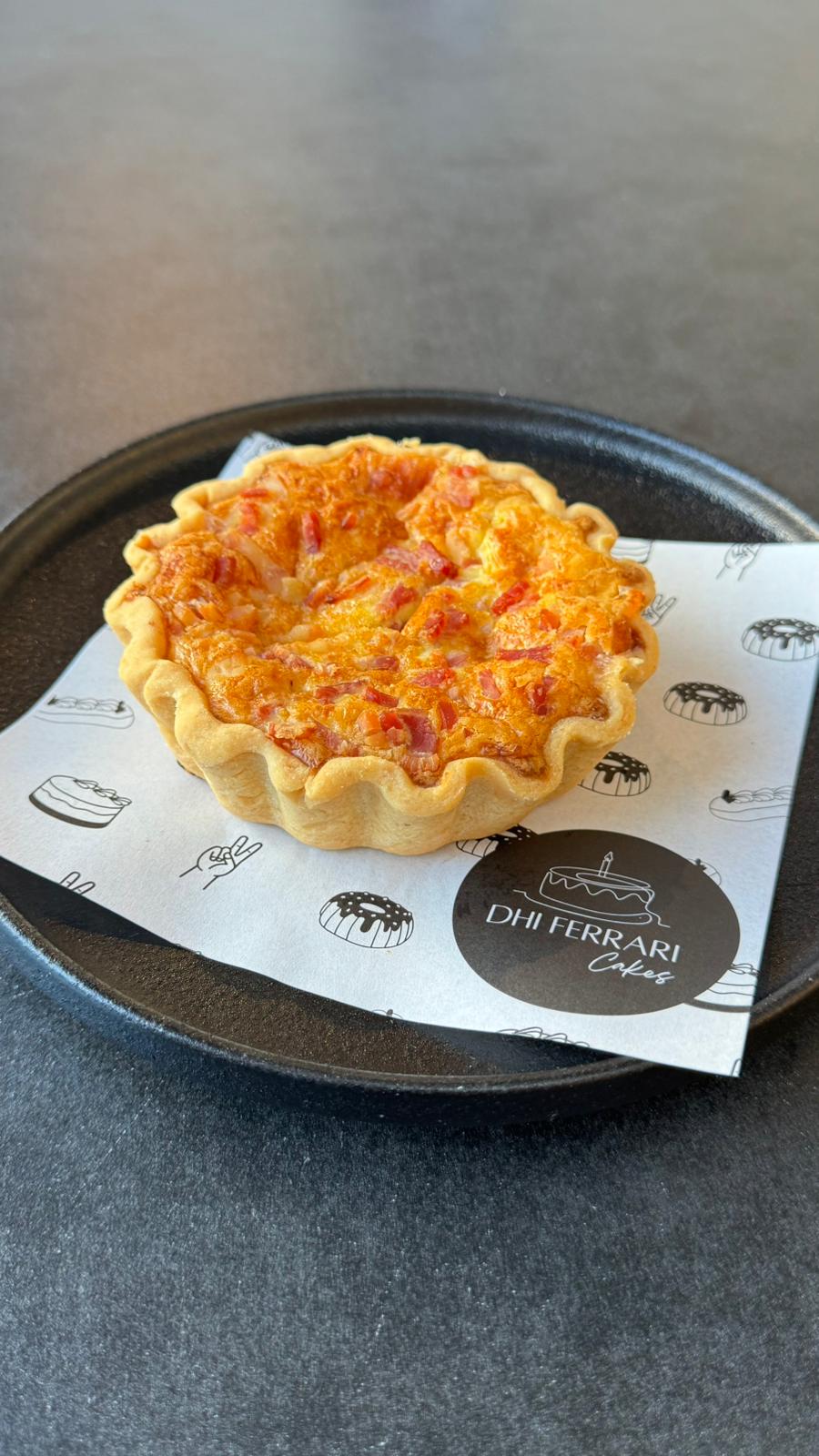 Quiche Lorraine with flaky pastry, served for lunch at a Christchurch patisserie